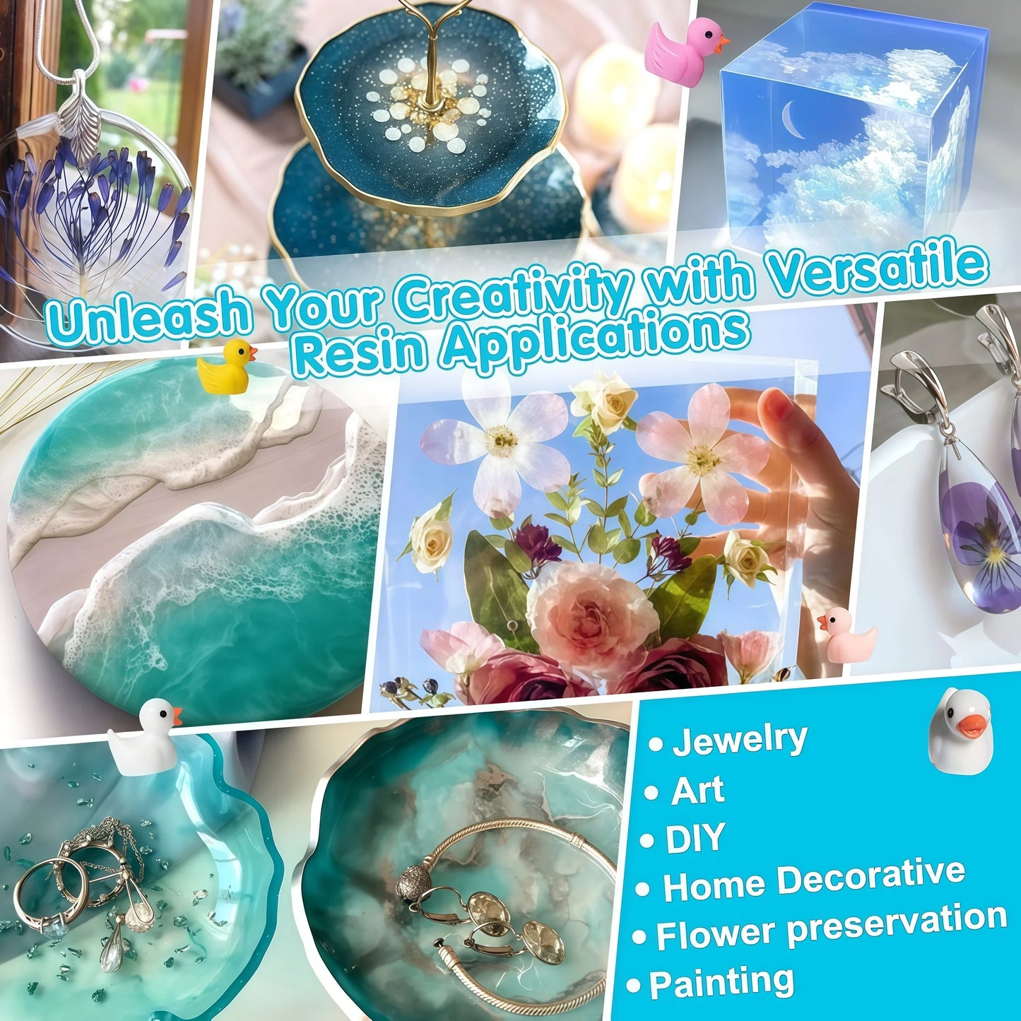 Crystal Clear Bubble-Free Epoxy Resin Kit with Pumps for DIY Crafts, Art, Molds & Casting with Hardener Set
