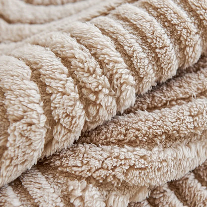 Wave Striped Plush Sofa Cover – Thick Non-Slip Couch Slipcover & Sofa Mat for Living Room, Solid Color Protective Towel