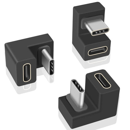 1-3PCS Type-C USB 3.1 10Gbps PD 60W Adapter – 180° U-Shape Male to Female Connector for Laptop, Phone & Tablet