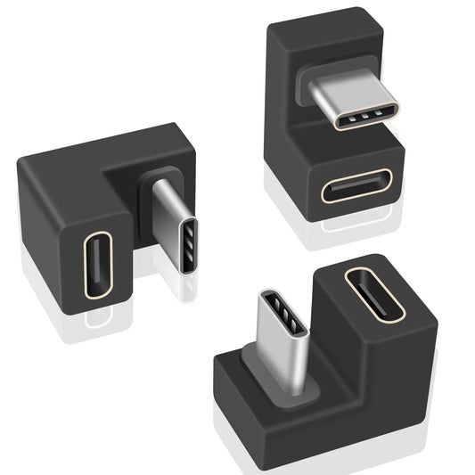 1-3PCS Type-C USB 3.1 10Gbps PD 60W Adapter – 180° U-Shape Male to Female Connector for Laptop, Phone & Tablet