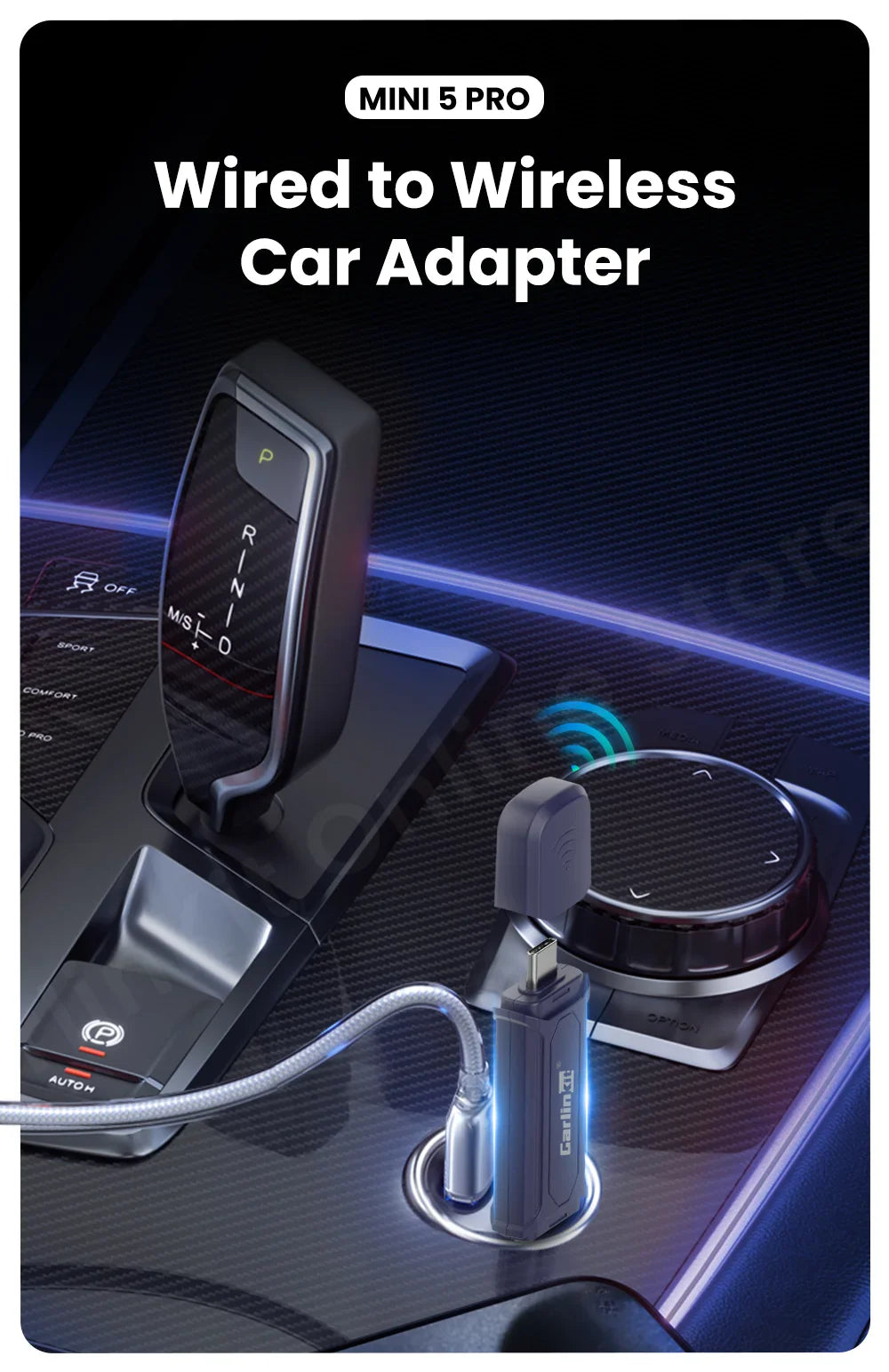 Carlinkit Mini 5 Pro Wireless Adapter — CarPlay & Android Auto Upgrade for Car Intelligent Systems, WiFi FOTA Portable
