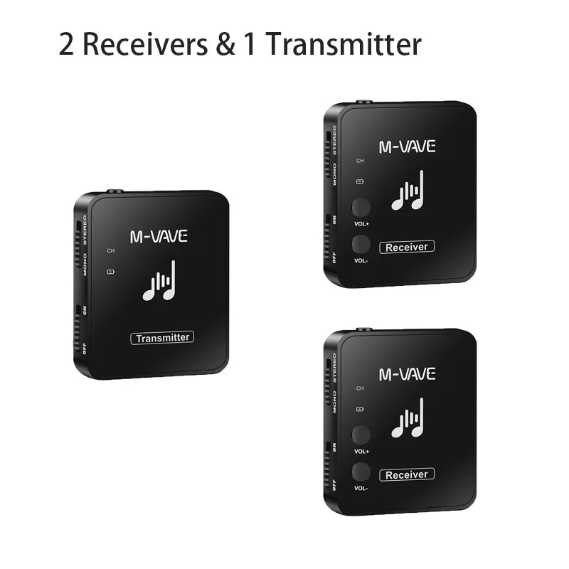 M-vave WP-10 2.4G Wireless Earphone Monitor – Rechargeable Transmitter & Receiver with Volume Button, Supports Stereo & Mono Cuvave
