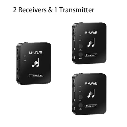 M-vave WP-10 2.4G Wireless Earphone Monitor – Rechargeable Transmitter & Receiver with Volume Button, Supports Stereo & Mono Cuvave