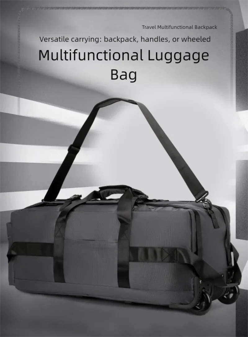 80L Rolling Duffle Bag with Wheels – 31" Heavy-Duty Foldable Travel Duffel, Water-Resistant Luggage with Shoulder Strap