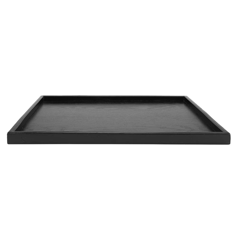 Black Wood Rectangular Tea Tray – Decorative Serving Plate for Cups, Desserts, Candy & Restaurant Use
