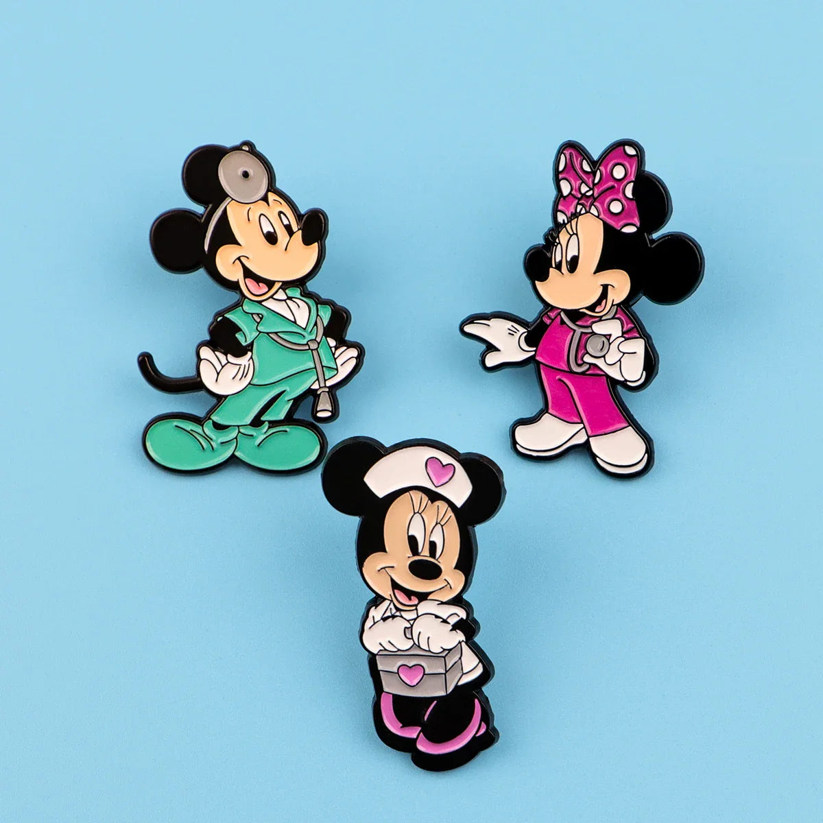 3pcs Mouse Doctor Enamel Pin Set – Medical Badge Brooches for Backpack, Hat, Collar & Lapel, Cosplay Accessories Gift