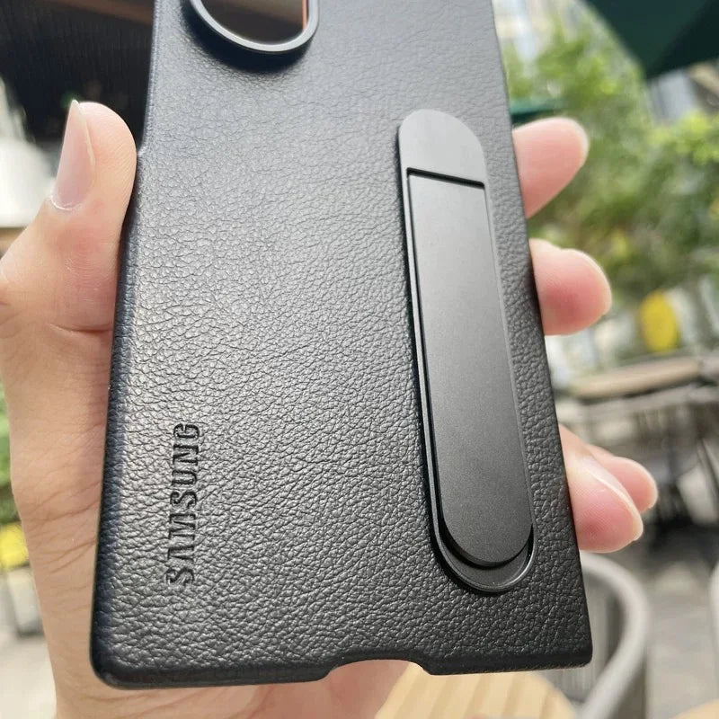Luxury Leather Kindsuit Phone Case for Samsung Galaxy Z Fold 7 5G – Soft Touch Full-Body Protective Cover with Stand