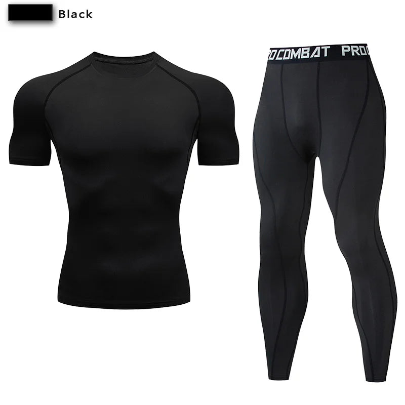 2-Piece Men’s Compression Sportswear Set — Gym, Yoga, Workout & Jogging Tracksuit