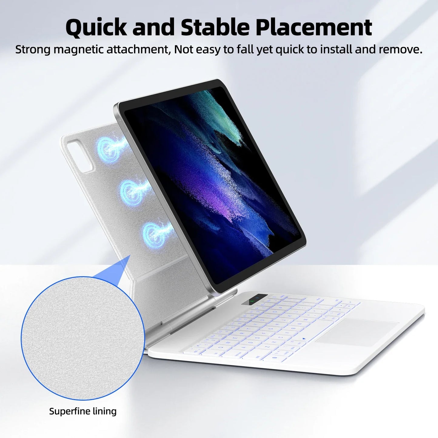 Smart Pogo Pin Keyboard Case for iPad — Trackpad Teclado for iPad Air 11 (2025 M3), Air 6 (2024), Pro 11, Air 4 & Air 5 10.9-inch