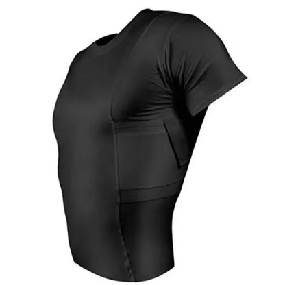 Men's Tactical Army Shooting Shirt - Half Sleeves with Concealed Carry Holster, Side Gun Pockets, Custom Design Base Layer