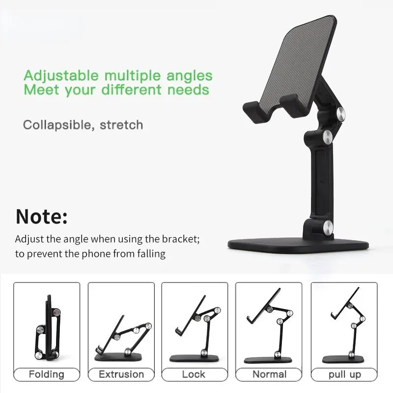 Foldable Desk Mobile Phone Holder: Adjustable Tablet Stand for iPhone, iPad - Flexible Three Sections Desktop Cell Smart