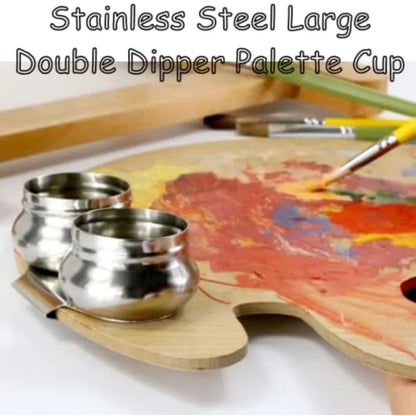 Stainless Steel Paint Dipper Palette Cup – Single/Double Oil & Solvent Container with Screw Cap for Artists