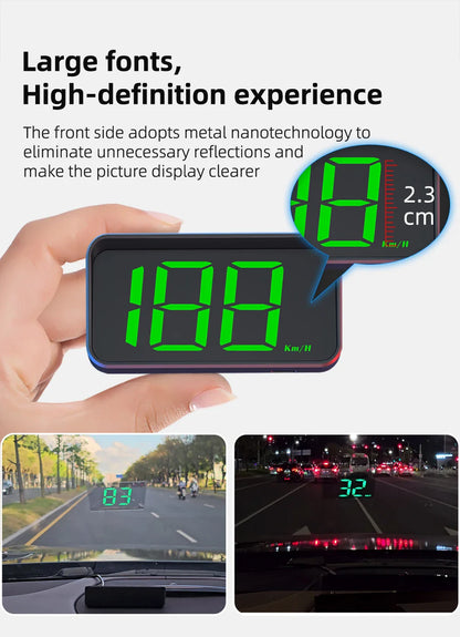 M2 Head-Up Display Digital Speedometer GPS HUD – Plug & Play Windshield Projector with Large KMH Font for All Cars