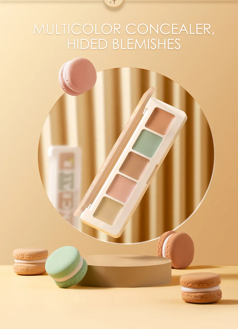 FOCALLURE 5-Color Face Concealer Palette – Waterproof, Moisturizing, Oil-Control Contour & Brightening Makeup Primer