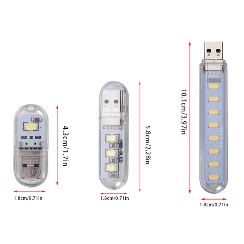 Mini Portable USB LED Book Light – Ultra Bright Reading Lamp with 2/3/8 LEDs, DC5V for Power Bank, PC, Laptop & Notebook