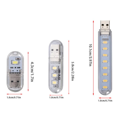Mini Portable USB LED Book Light – Ultra Bright Reading Lamp with 2/3/8 LEDs, DC5V for Power Bank, PC, Laptop & Notebook