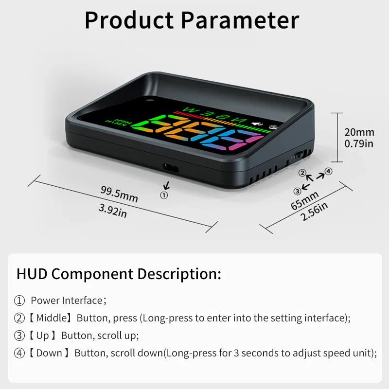 KWHUD GPS Head-Up Display Speedometer – Digital Windshield Projector USB Plug & Play Car Speed Monitoring Device