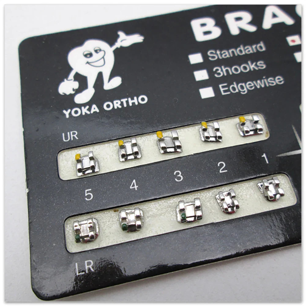 PIORPOY Dental Brackets – 20 Pcs Metal Monoblock Mini Roth MBT 022 with Hooks for Orthodontic Treatment