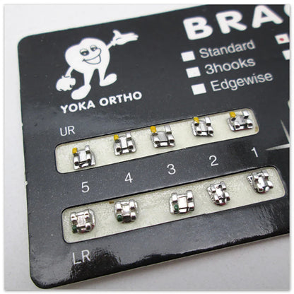PIORPOY Dental Brackets – 20 Pcs Metal Monoblock Mini Roth MBT 022 with Hooks for Orthodontic Treatment