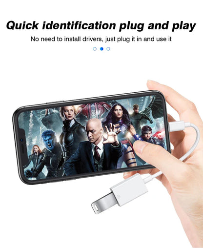 Byscoon USB 3.0 OTG Adapter Cable – Lightning to USB Camera Converter for iPhone 14/13/12/11 Pro Max, XS, XR, 7 & 8 Plus