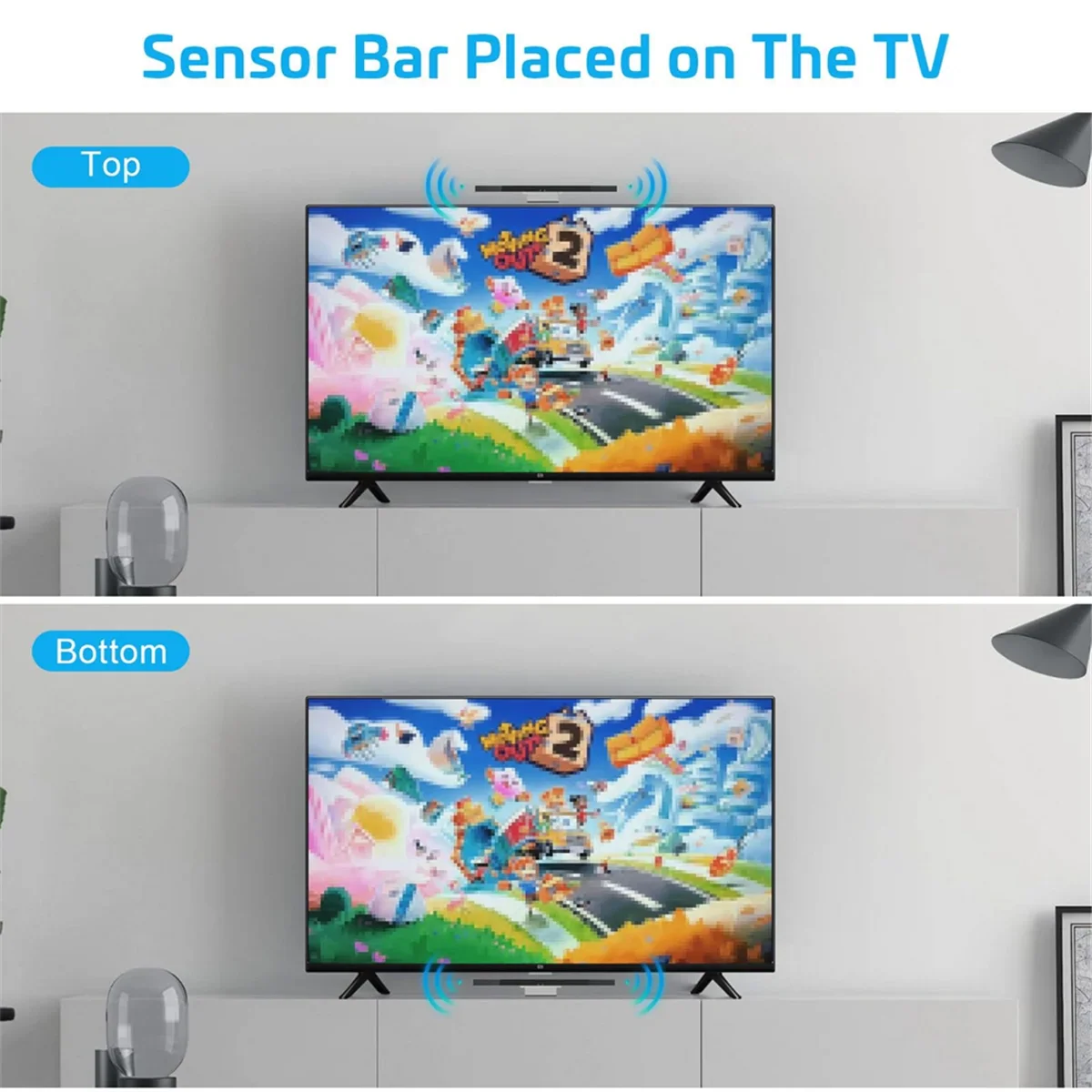 3-in-1 Wired Motion Sensor Bar Kit – AC Power Adapter & Composite AV Cable for Nintendo Wii (EU Plug)
