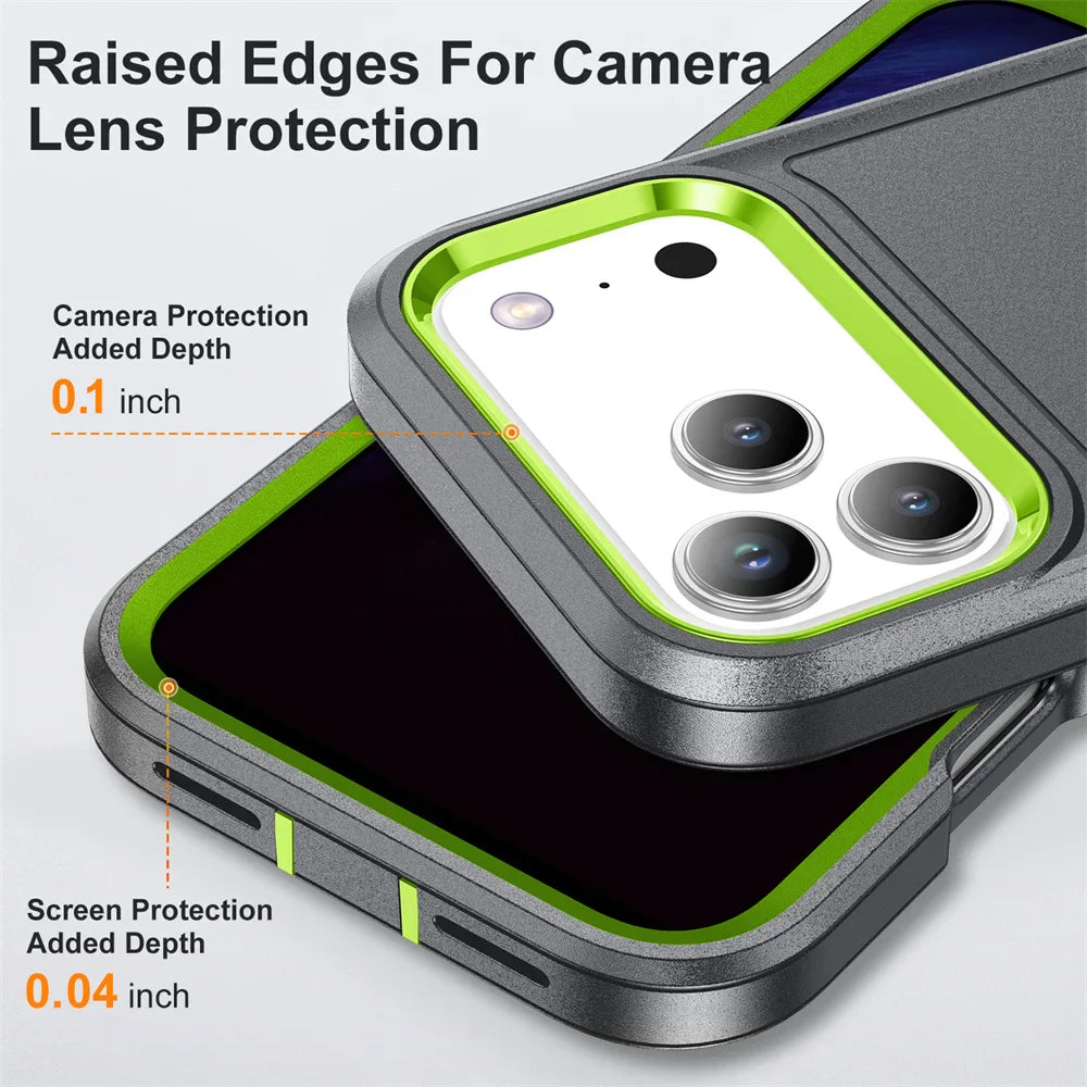 Heavy Duty Armor Phone Case for iPhone – Shockproof Stand Cover with Kickstand for iPhone 11 to 17 Series