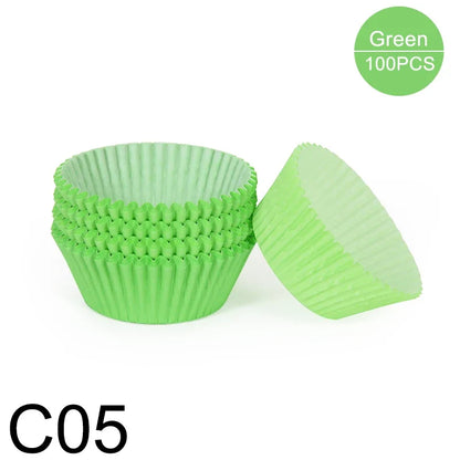 100pcs Oilproof Muffin Cupcake Liners – Solid Color Baking Paper Cups for Cakes, Birthday Party & Decorating Baking Tray Accessories