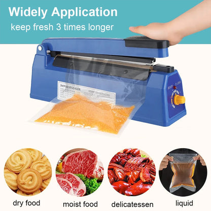 Electric Heat Sealer Machine — Hand Press Vacuum Impulse Sealer for Food, Plastic Bags, Balloons & Packaging