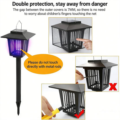Solar Bug Zapper Lamp - Waterproof Cordless Mosquito Killer with UV & White Light for Indoor Outdoor Use