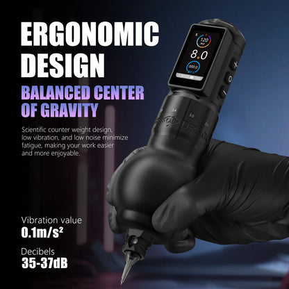 Ambition Traveler-T2 Wireless Tattoo Machine - Adjustable Stroke Tattoo Pen with 2000mAh Battery