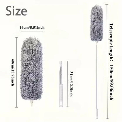 Extendable Microfiber Duster - Retractable Washable Dust Brush for Ceiling & Home Cleaning