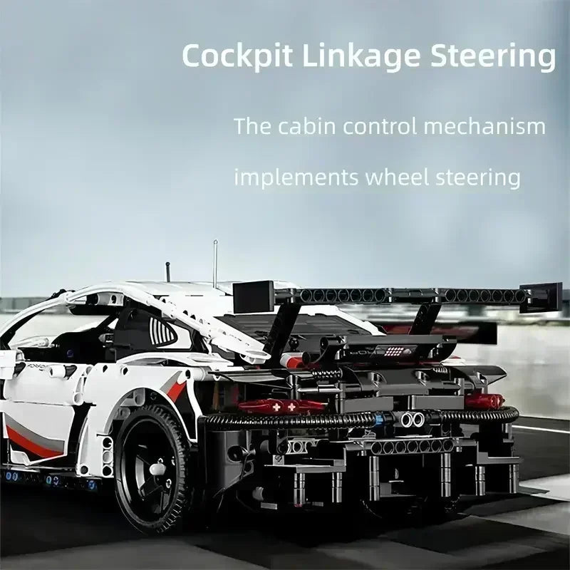 911RSR 1580PCS RC Racing Car Building Set – Technical Model with LED Lights, MOC Bricks Adult Toy Gift