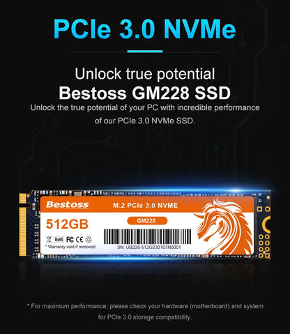 Bestoss NVMe M.2 SSD – 256GB, 1TB Internal Solid State Drive for Notebook, Gaming PC, Laptop