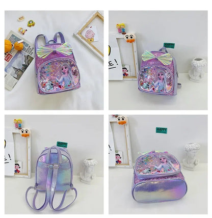 Disney Frozen Elsa & Anna Sequins Backpack - Fashion Glitter PU Leather School Bag for Girls, Kawaii Travel Backpack & Christmas Gift