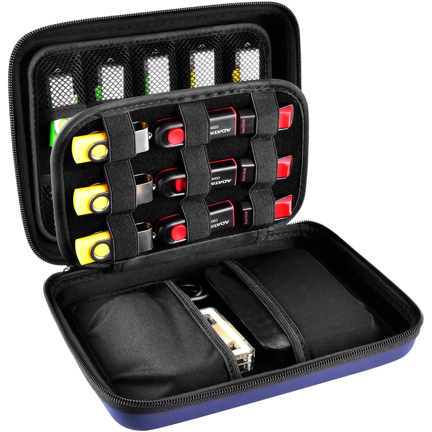 USB Flash Drive Case - Thumb Drive Holder Organizer - Memory Card Storage Bag for SD SDXC SDHC Cards - Electronic Accessories Box