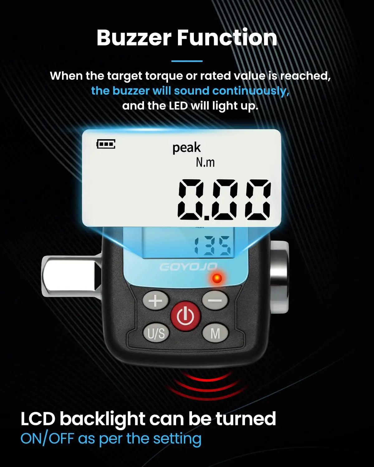 GOYOJO Digital Torque Wrench Adapter | Precision Electronic Tool Converter with LCD Display, Includes 1/2" & 1/4"