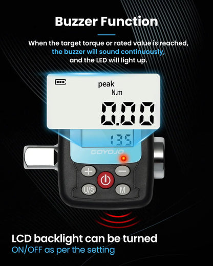 GOYOJO Digital Torque Wrench Adapter | Precision Electronic Tool Converter with LCD Display, Includes 1/2" & 1/4"