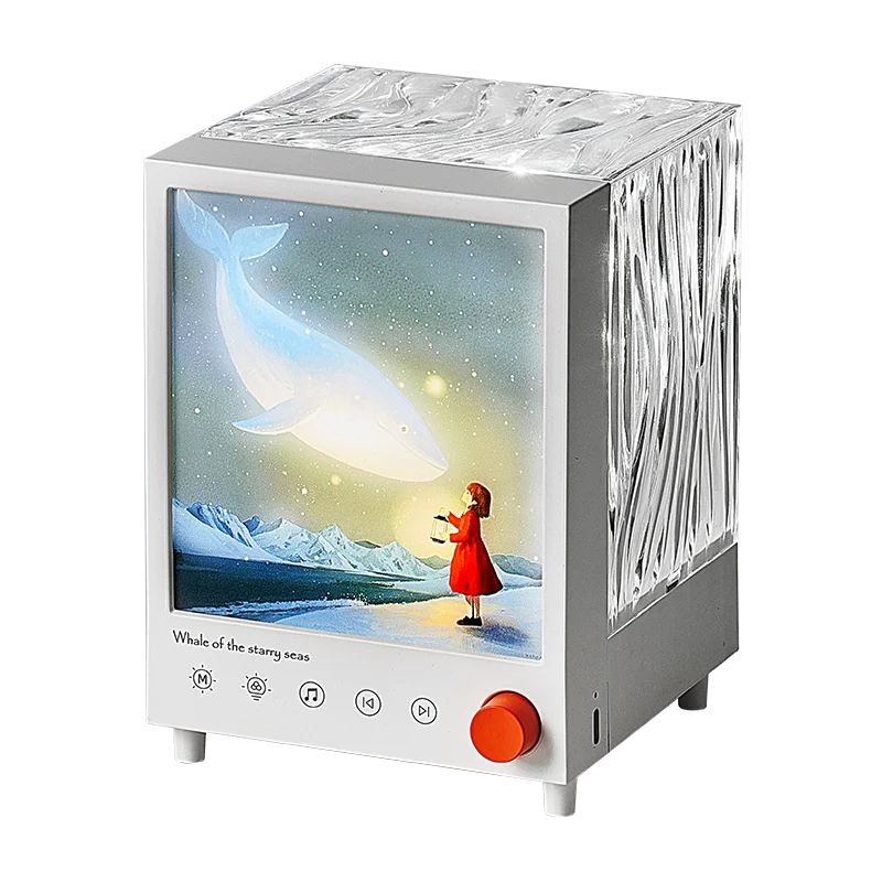 Aurora Box Projector Night Light – Bluetooth Ambient Bedroom Lamp with White Noise, Stepless Dimming & Relaxing Decor Lighting
