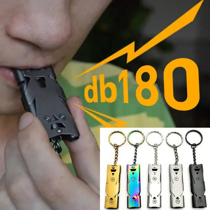 Double Pipe Survival Whistle Keychain – High Decibel Emergency Outdoor Camping Tool 1PC