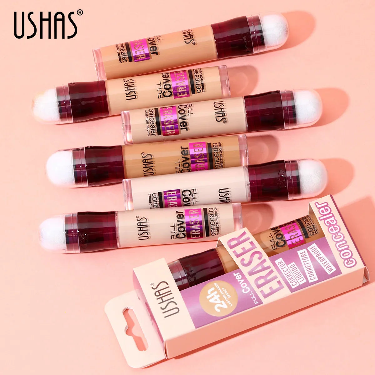 USHAS Sponge Tip Foundation Concealer – Waterproof, No Makeup Removal, 12 Colors Available