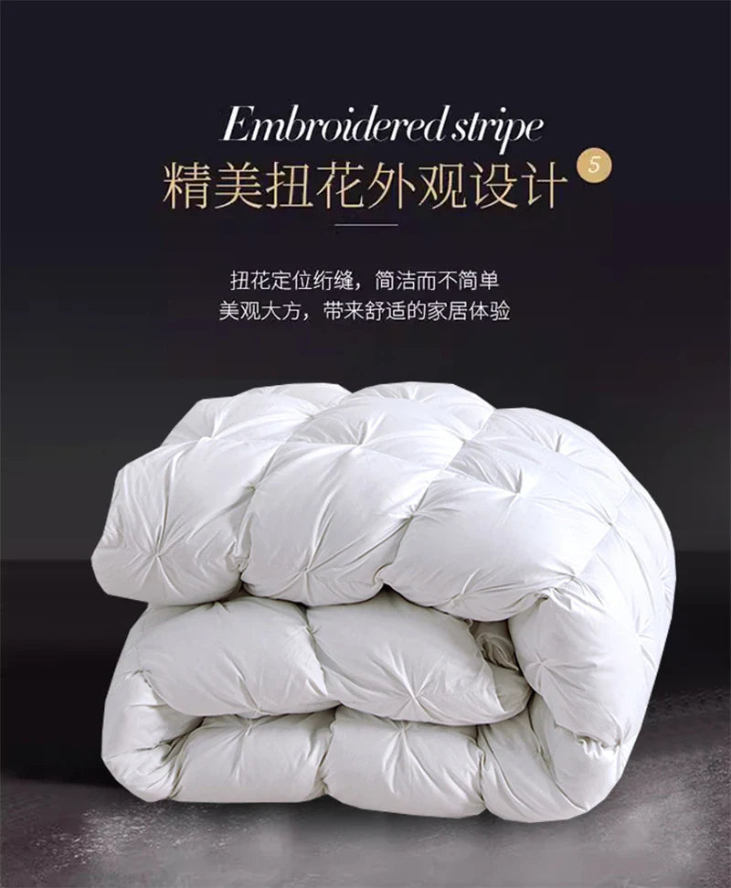 Premium White Goose Down Comforter – Winter Warm Feather Duvet, Lightweight & Cozy, Queen/King Size, Pinch Pleated 3D Design