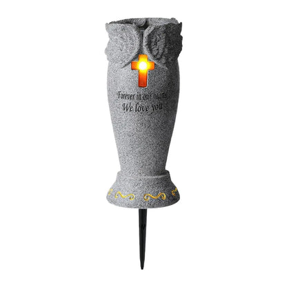 Cemetery Grave Flower Vase – Resin Funeral Flower Holder, Grave Marker Decoration, Memorial Gift for Loved Ones