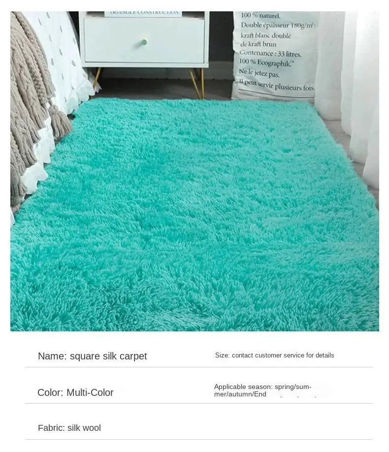 VIKAMA Silk Wool Solid Color Rug – Soft, Non-Slip, Washable Mat for Living Room, Bedroom, Bedside & Sofa – Light Luxury, Dirt-Resistant