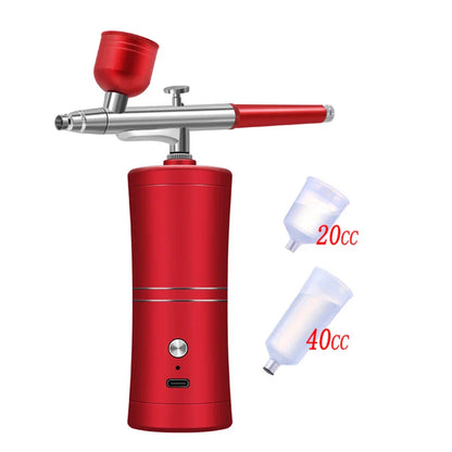 Portable Rechargeable Wireless Airbrush with Compressor – Single Action Spray Gun for Face, Beauty, Nail Art, Tattoo & Cake Painting