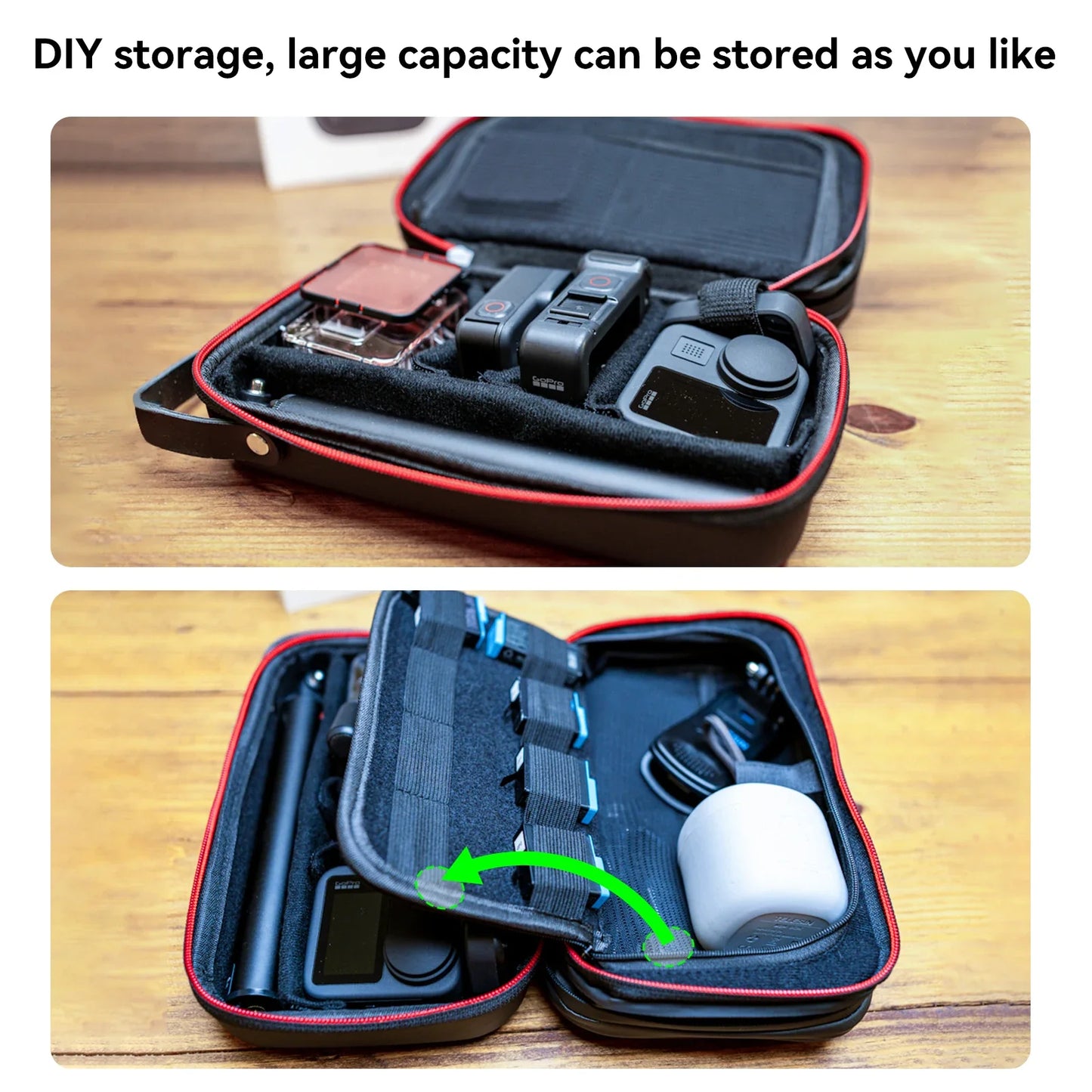 TELESIN Waterproof Adjustable Carrying Bag for GoPro Hero 12/11/10/9/8/7/6 and Insta360 Osmo Action Accessories