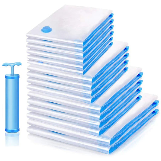 Vacuum Storage Bags for Clothes — Wardrobe Organizer Space-Saving Seal Bags for Pillows, Bedding & Blankets