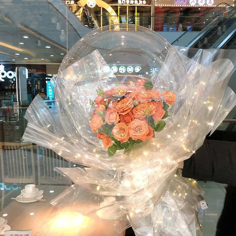 3pcs Large Wide Neck Transparent Bobo Balloons Bouquet for Valentines, Birthdays, and Weddings