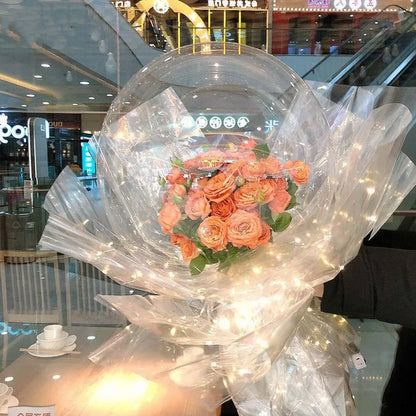 3pcs Large Wide Neck Transparent Bobo Balloons Bouquet for Valentines, Birthdays, and Weddings