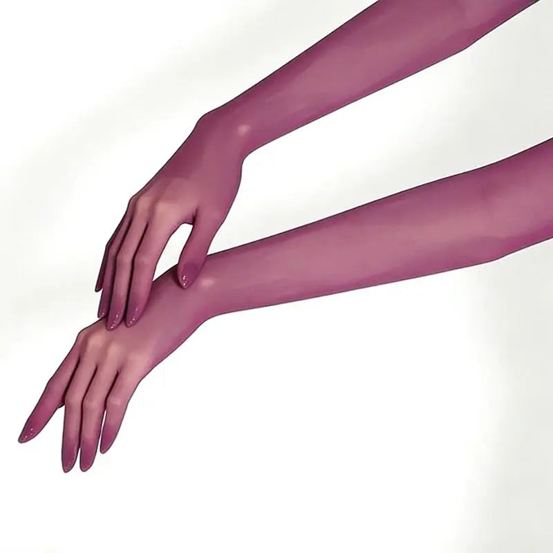 Ultra-Thin Solid Nylon Seamless Stocking Gloves – High Elasticity Long Sun Protection Women’s Dance, Party, Nightclub & Cosplay Accessories