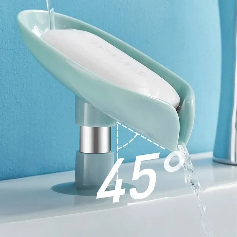 Leaf Shape Soap Holder: Drain Soap Box with Suction Cup Tray - Shower Sponge Container for Kitchen & Bathroom Accessories